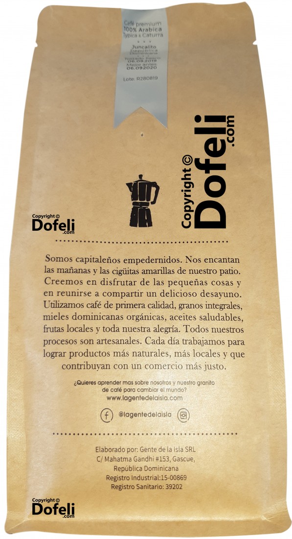 USDA organic intense and determined ground coffee from Dominican Republic produced by Gente de la Isla.